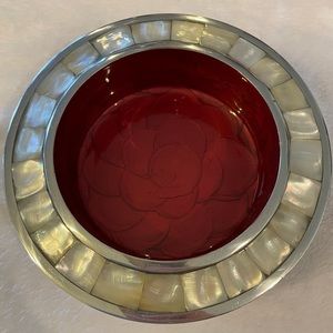 Julia Knight Classic 6 inch wine coaster platinum, pomegranate color.